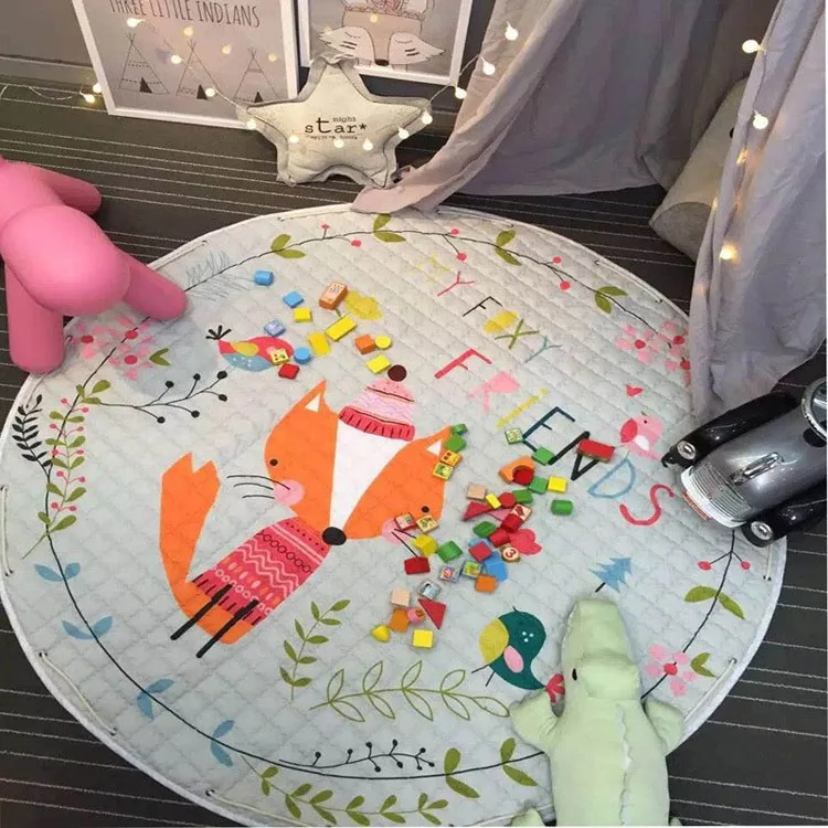 1,5 м хлопковый ковер круглый детский коврик для спортзала коврик для игр Детские игрушки органайзер для хранения детское одеяло для ползания Открытый коврик для комнаты Dec - Цвет: E