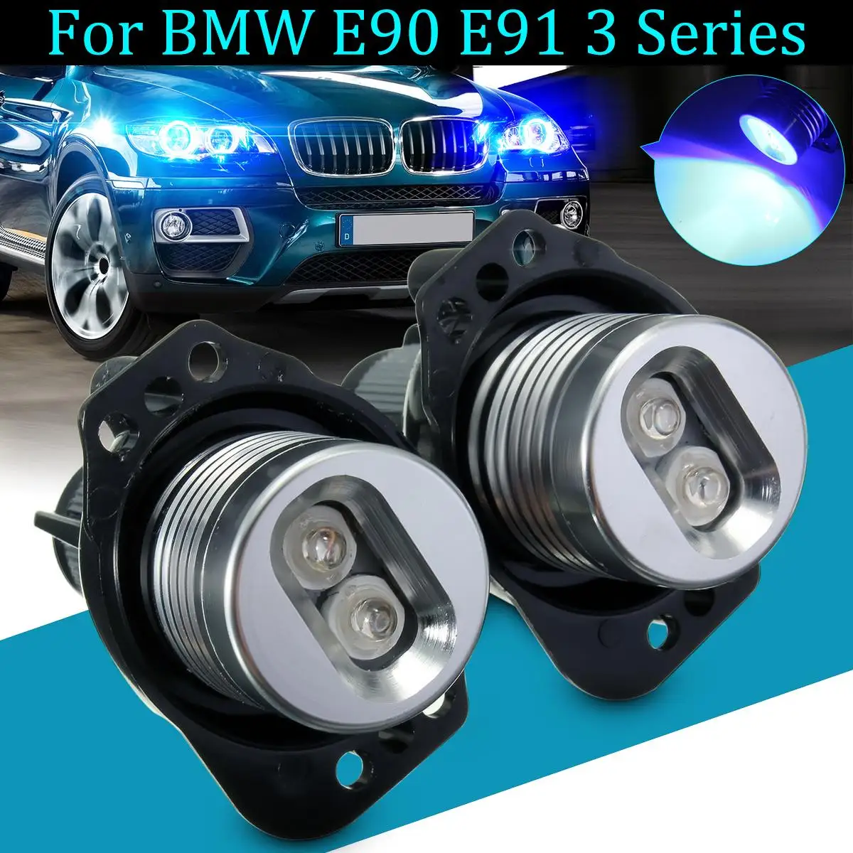 

Pair Angel Eye Car Headlight Halo Ring LED Light Marker Bulb BLUE For BMW E90 E91 3 Series 325xi 328i 328xi LCI 2004-2008
