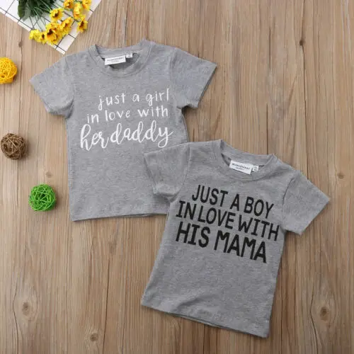 Хлопковые футболки с надписью Love Daddy Mama для маленьких мальчиков и девочек летняя