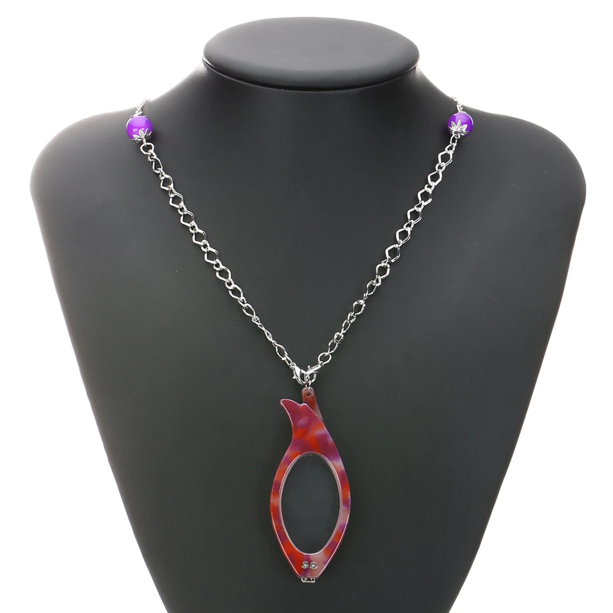 Charms Reading Glasses Pendant Necklace Shellhard Long Chain Colorful Frame Folding Magnifier Holder Necklaces Older Jewelry