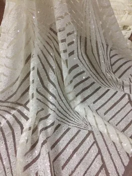

classic white sequins lace fabric SYJ-102412 african embroidered cord lace fabric for party dress