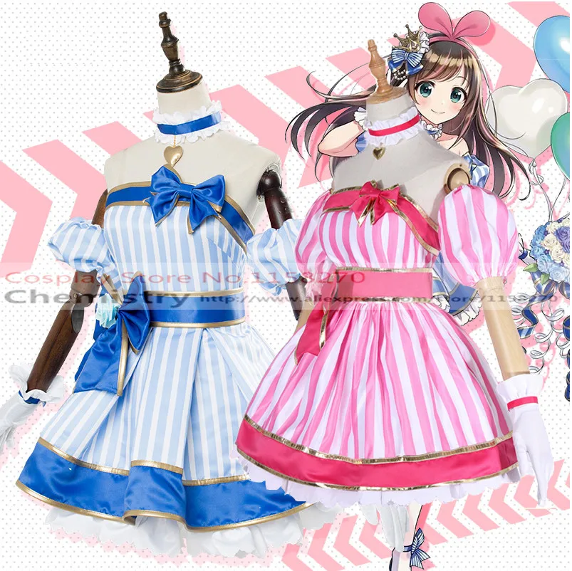 Розовое синее платье Kizuna AI костюм для косплея| |