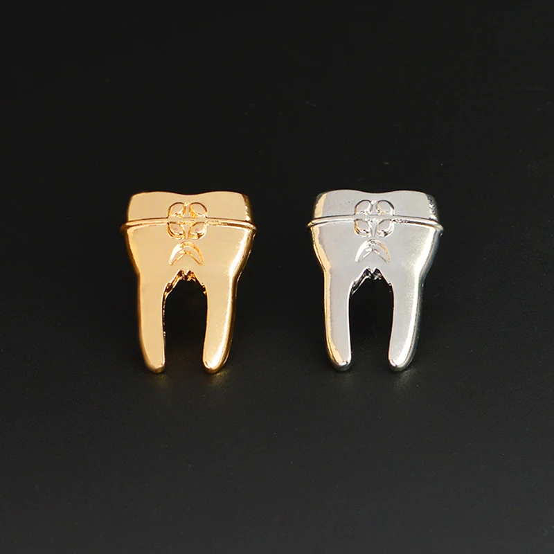 Oro-Argento-Dente-Spilla-Pin-per-il-Dentista-Medici-Infermiera-studente-di-Medicina-In-Metallo-Piccolo