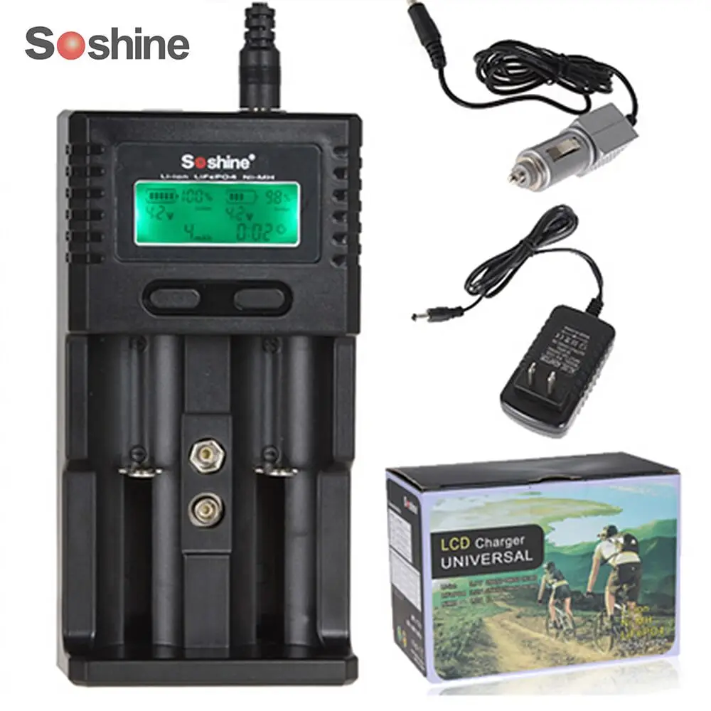Soshine 2 Independent Channels LCD Intelligent Charger for Li-ion LiFePO4 Ni-MH 26650 18650 14500 21700 16340 AA AAA battery Soshine 2 Independent Channels LCD Intelligent Charger for Li-ion LiFePO4 Ni-MH 26650 18650 14500 21700 16340 AA AAA battery