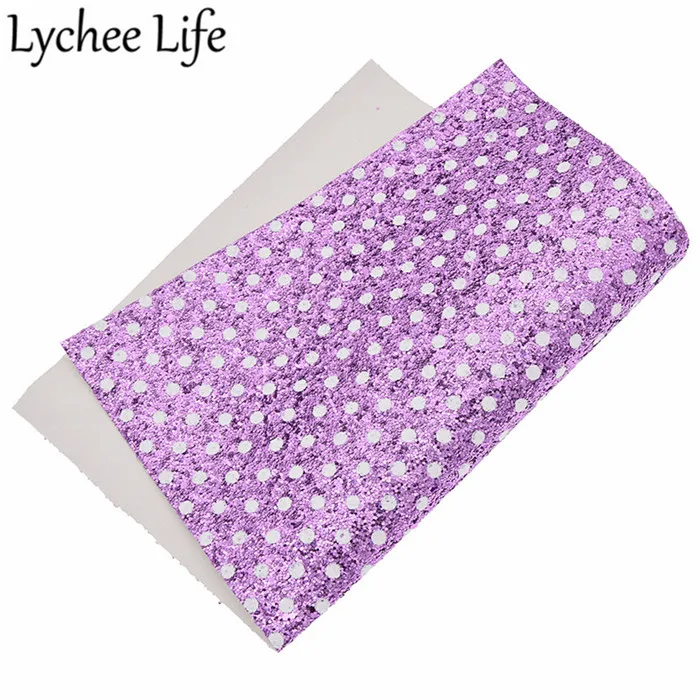 Lychee Life Dots блестящая синтетическая ткань A4 PU ткань с разноцветными блестками DIY Современная домашняя одежда текстиль швейная ткань аксессуары - Цвет: 4