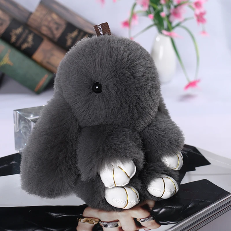 Fashion Cute Fluffy Bunny Keychain Mini Rabbit Key Chain Fur Pompoms Keyring for Women Bag Charm Car Pendant Ring | Украшения и