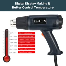Фена терморегулятор тепла Пистолеты 987 2000W ЖК-дисплей Дисплей промышленная электро резка для упаковки в термоусадочную пленку Термальность електричюеского инструмента