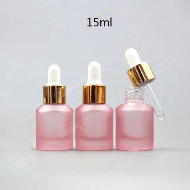 Free Shipping 2 x 15ML Pink Frosted Glass Bottle With Dropper Cosmetic Essential Oil Packing | Красота и здоровье