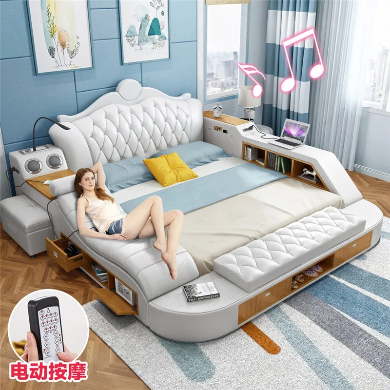 

European style music bed factory price multifunctional LED bed with music speakers