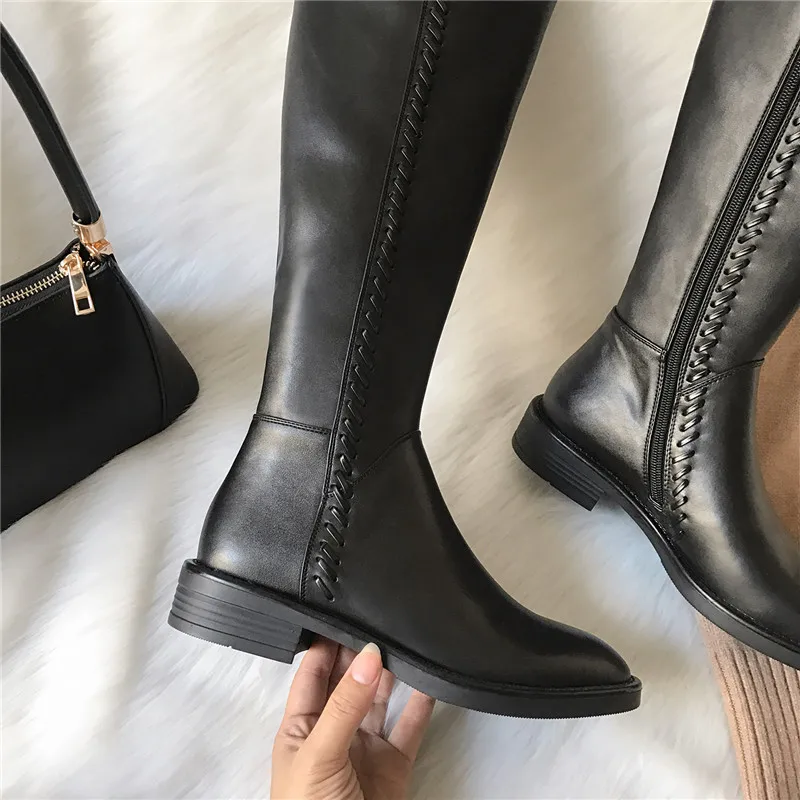 MORAZORA new arrival genuine leather boots women knee high boots classic autumn winter boots zip round toe ladies botas