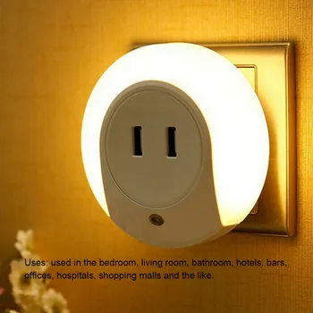 

TTLIFE Smart Design LED Night Light with Light Sensor and Dual USB Wall Plate Charger Perfect for Bathrooms Bedrooms EU/US Plug