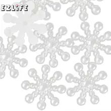 1000 шт Рождественские Свадебные украшения, белые поделки с плоской задней частью, снежинка, скрапбук, рукоделие, имитация бисера, Декор, украшение