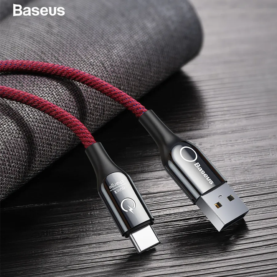 

Baseus Smart Power Off USB Type C Cable Support 3A Quick Charge 3.0 for samsung galaxy note 9 s9 one plus 6 Type C Phone Devices