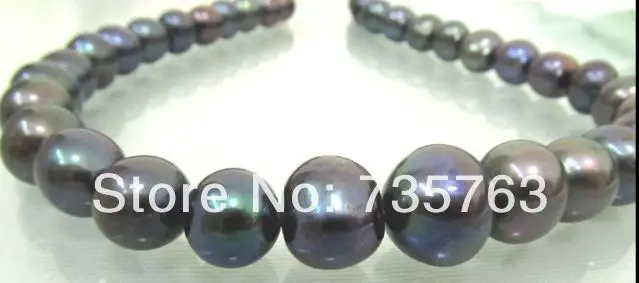

xiuli 001208 HUGE 18"12-16MM NEAR ROUND TAHITIAN BLACK GREEN BLUE MULTICOLOR PEARL NECKLACE 14KGP