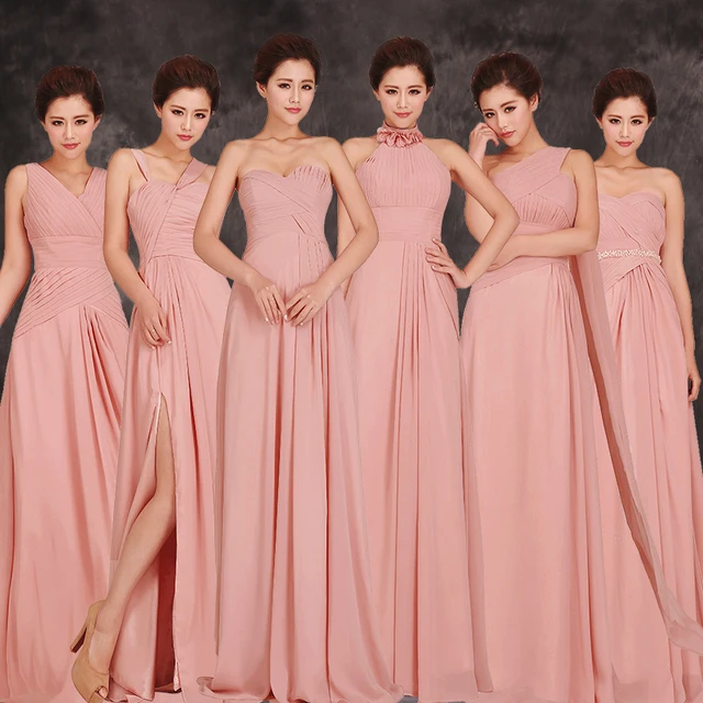 2017 Long And Short Chiffon Blush Pink Bridesmaid Dresses Prom 2017 Long And Short Chiffon Blush Pink Bridesmaid Dresses Prom Dress Wedding Party Maid