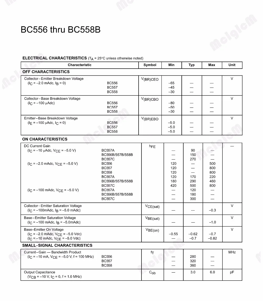 MCIGICM 100 шт BC556B bc556 0.1A 65V PNP in-line полупроводниковый Триод TO-92