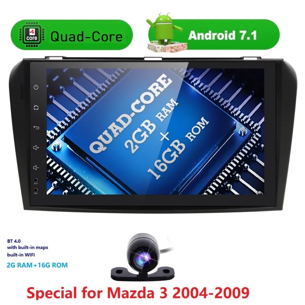 

Android 7.1 2DIN 1024*600 QuadCore Fit MAZDA3 2004-2009 Car Monitor No DVD Player Navigation GPS Radio canbus Steeringwheel DVR