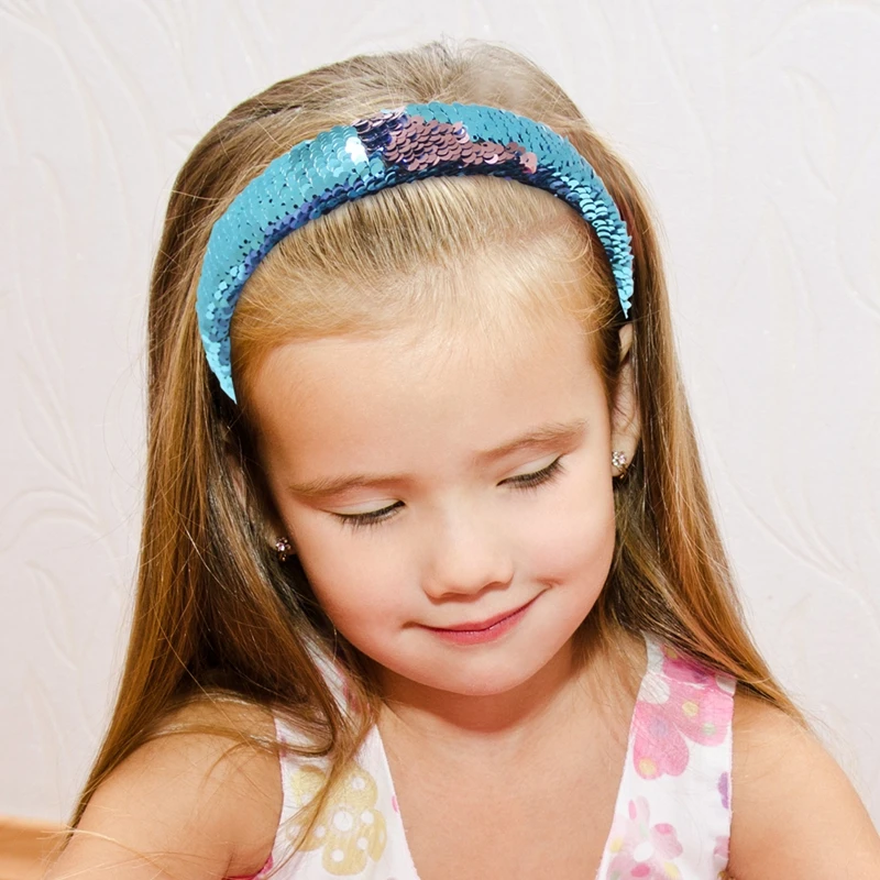 

Kids Children Color Changing Glitter Sequins Mermaid Hairbands Fashion Hair Accessories for Girls Birthday Party Gift Favors