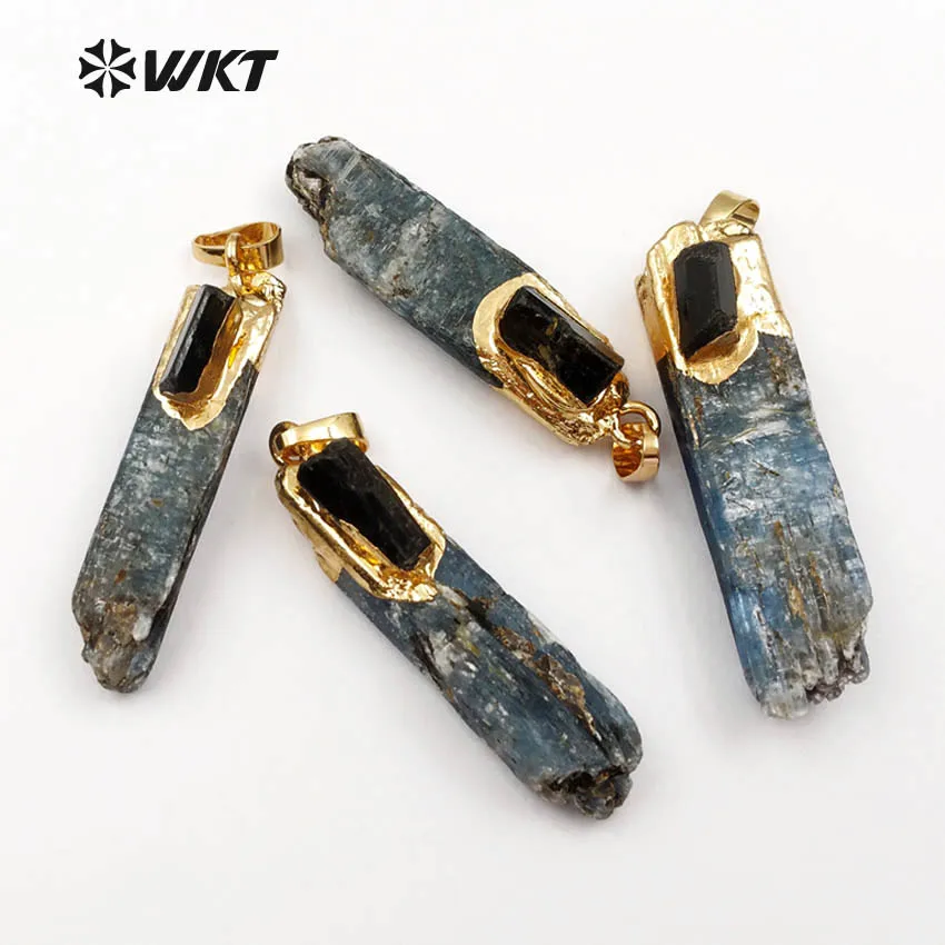 WT P1391 WKT оптовая продажа кулон из натурального камня прямоугольник Синий Кианит с