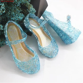 

New Summer Elsa Little Lady Sweet Toddler Infant Kids Baby Girls Wedge Cosplay Party Single Princess Shoes Sandals Soft Flat