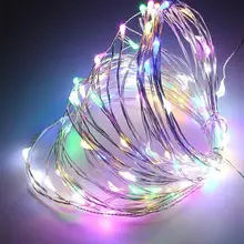 10 м 33ft 100 солнечный Мощность медный провод строка светящаяся гирлянда для Рождество Свадебная вечеринка Декор фея лампы Красочные