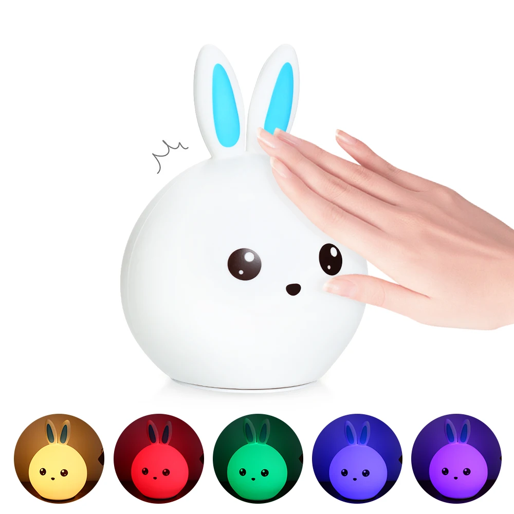 Tomshine изменяемый RGB цвета ночник USB светодио дный перезаряжаемые led силиконовые кролик лампы коснитесь управление для ребенка Детская комната
