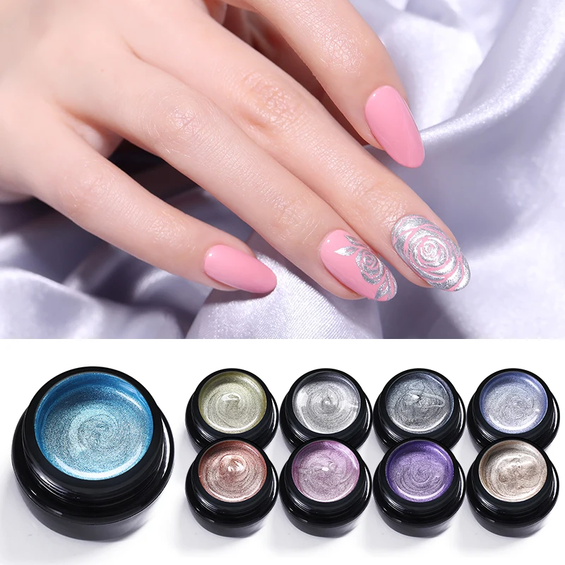 

LILYCUTE 5ml Metallic Mirror Painting Gel Nail Polish Gold Silver Liner Drawing UV LED Lamp Soak Off Nail Art Gel Varnish Glue