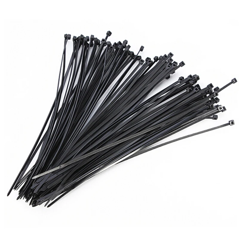 

100PCs Plastic Zip Trim Wrap Cable Loop Ties Wire Self-Locking 100mm Black Nylon Plastic Network Cable Wire Zip Tie Cord Strap