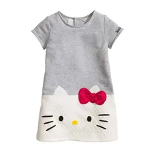 Printemps filles vêtements coton robe Loisirs enfants robes gris Splice tissu bande dessinée filles robes acclamant bébé fille robe 3-8Y