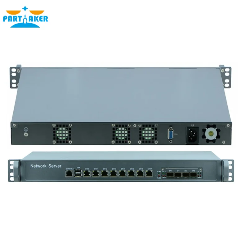Network Security Server 1U Firewall PC with 8 ports Gigabit lan 4 SPF i5 4430 3.2Ghz 4G RAM 128G SSD Mikrotik PFSense ROS
