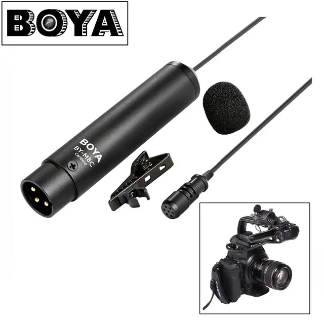 

BOYA BY-M8C Professional Cardioid Clip-on Lavalier XLR output connector Microphone for Canon Sony Camcorder Audio recorders