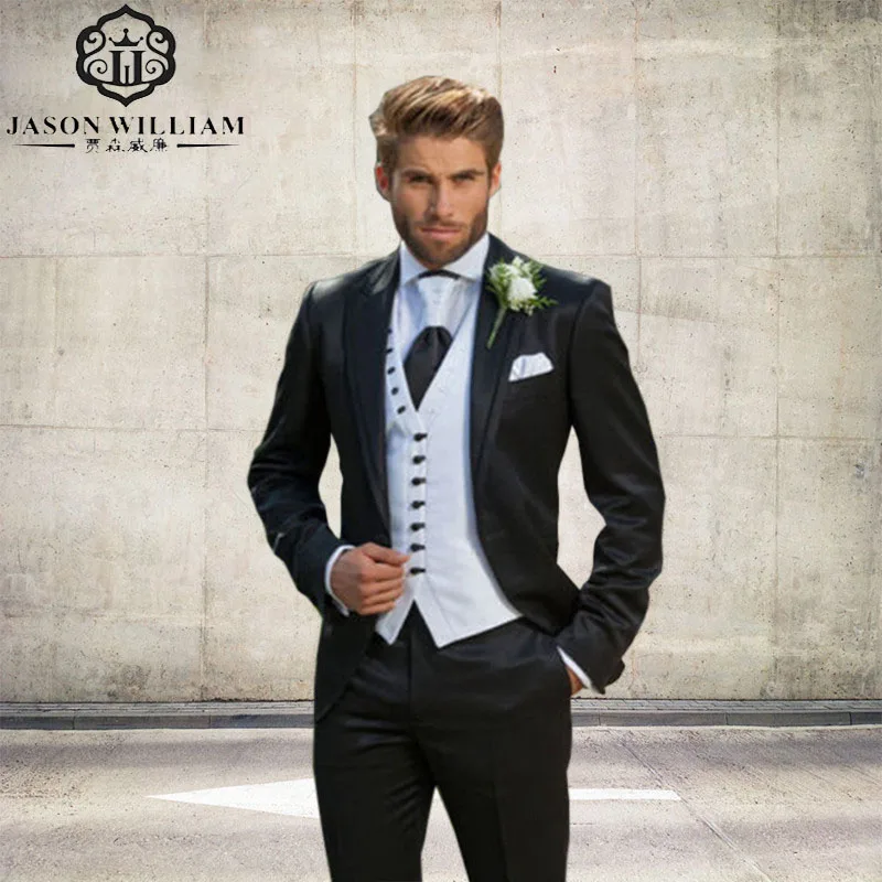 Buy LN099 Elegant Men Suits Custom Black Groom Tuxedos