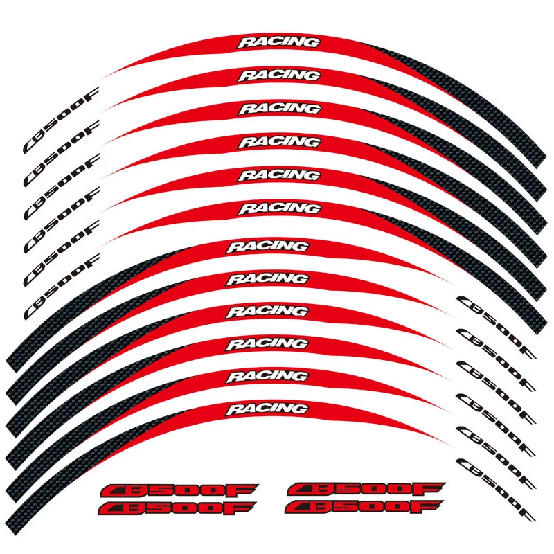Новая высококачественная 12 шт. подходит мотоциклетная наклейка для колес полоса светоотражающий обод для Honda CB500F - Цвет: 2