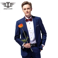 Plyesxale королевский синий мужской костюм Slim Fit Свадебные костюмы для мужчин последние конструкции пальто брюки мужской деловой костюм высокого качества Q322