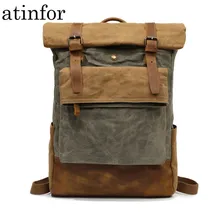 Высокое качество британский дизайн масло воск холст с кожаной сумкой мужские школьные рюкзаки для студентов колледжа женщин
