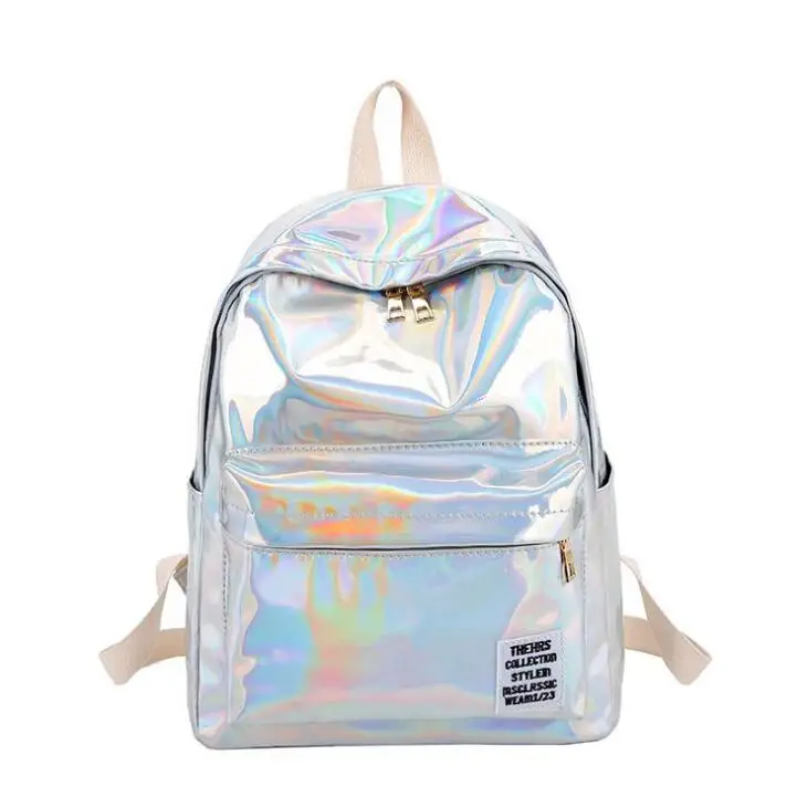 

Women Laser Hologram PVC Backpacks Girls Shoulder School Backpack Female Small Leather Holographic Travel Bag Mochila Feminina