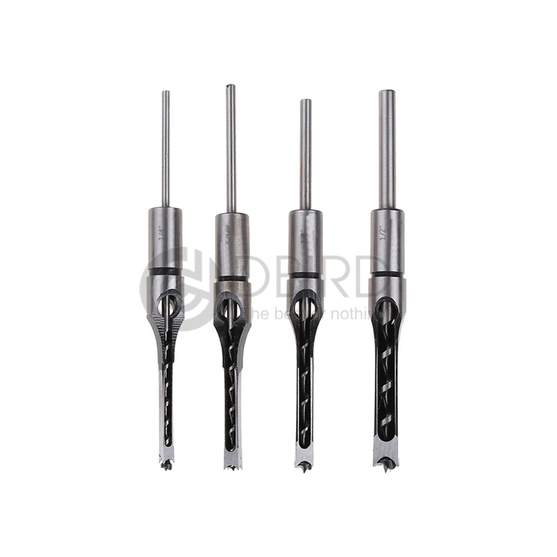 

4PCS Square Hole Mortiser Drill Bit Woodworking Twist Drills Kits Mortising Hole DIY Woodworking Tools Chisel Extended Sets