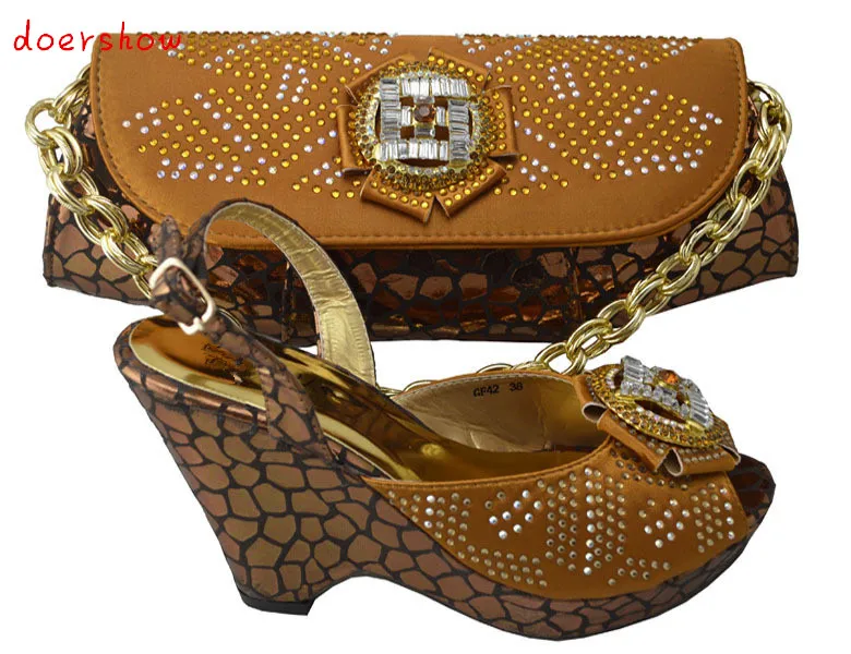 doershow! Free shipping african shoes and bags set for wedding, ladies