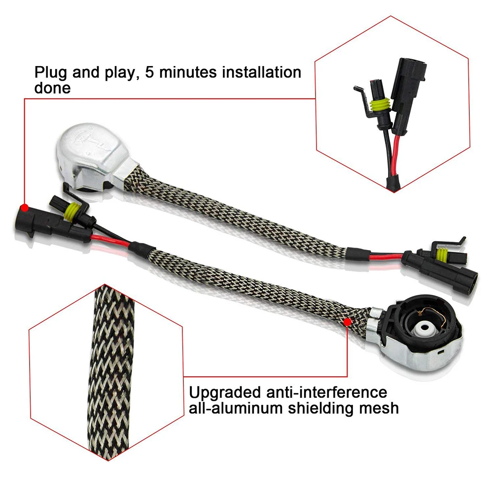2 Pcs D2S D2R HID Xenon Headlight Bulbs AMP Socket Base Connectors Adapter Wiring Harness Cable Wire Plug 2 Pcs D2S D2R HID Xenon Headlight Bulbs AMP Socket Base Connectors Adapter Wiring Harness Cable Wire Plug