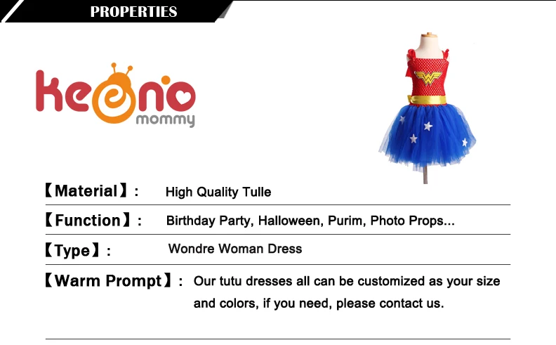 Superhero Wonder Woman Girl Tutu Dress Kids Halloween Dress Up Cosplay Costume Baby Birthday Gift Photo Props (3)