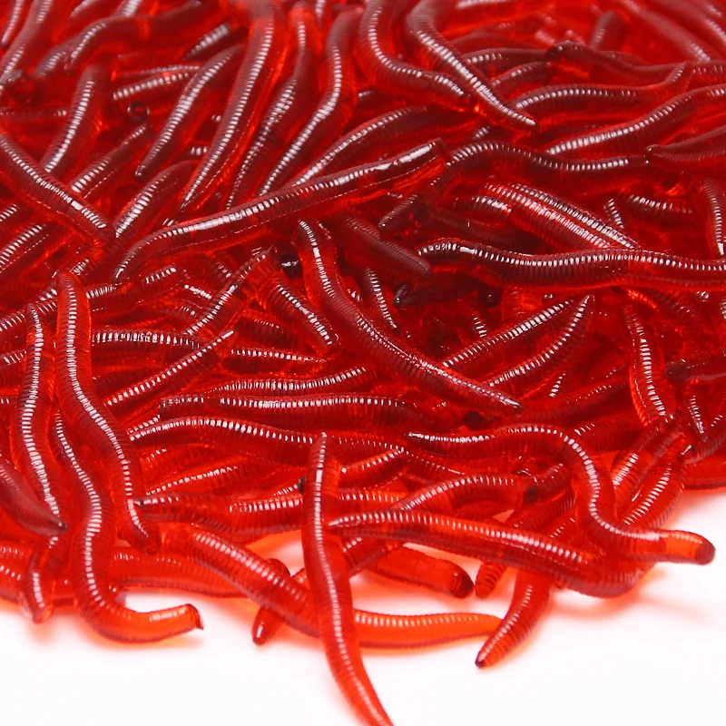

100pcs/lot Soft Lure Fishing crucian Simulation Earthworm red Worms Artificial Fishing Lure Tackle Lifelike Fishy Smell Lures