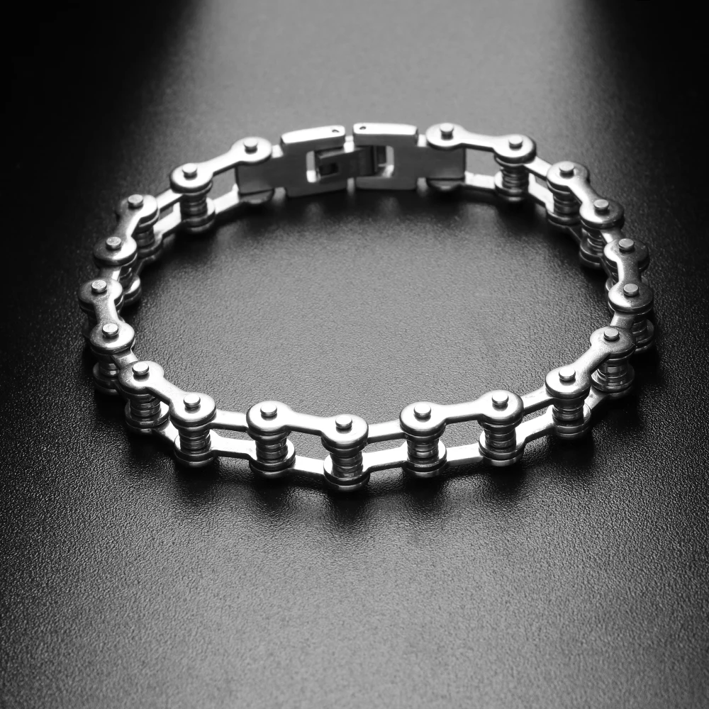 1PC Punk Stainless Steel Silver Tone Biker Bracelet Men Motorcycle Link