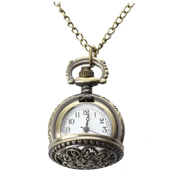 

Practical Quartz Pendant Pocket Watch Chain Vintage Bronze Arabic Numeral Hollow Flower