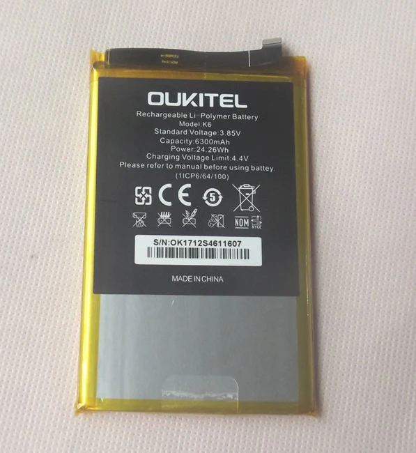 oukitel k6 телефон батарея 6300mah 3,85 V для OUKITEL K6 6," MT6763 восьмиядерный смартфон