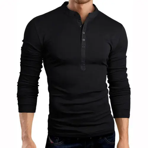 

Men's Slim Fit Long Sleeve T-Shirt Casual Basic Tee Mens Linen Long Sleeve V Neck Button Up Shirts Muscle Casual Business Fit