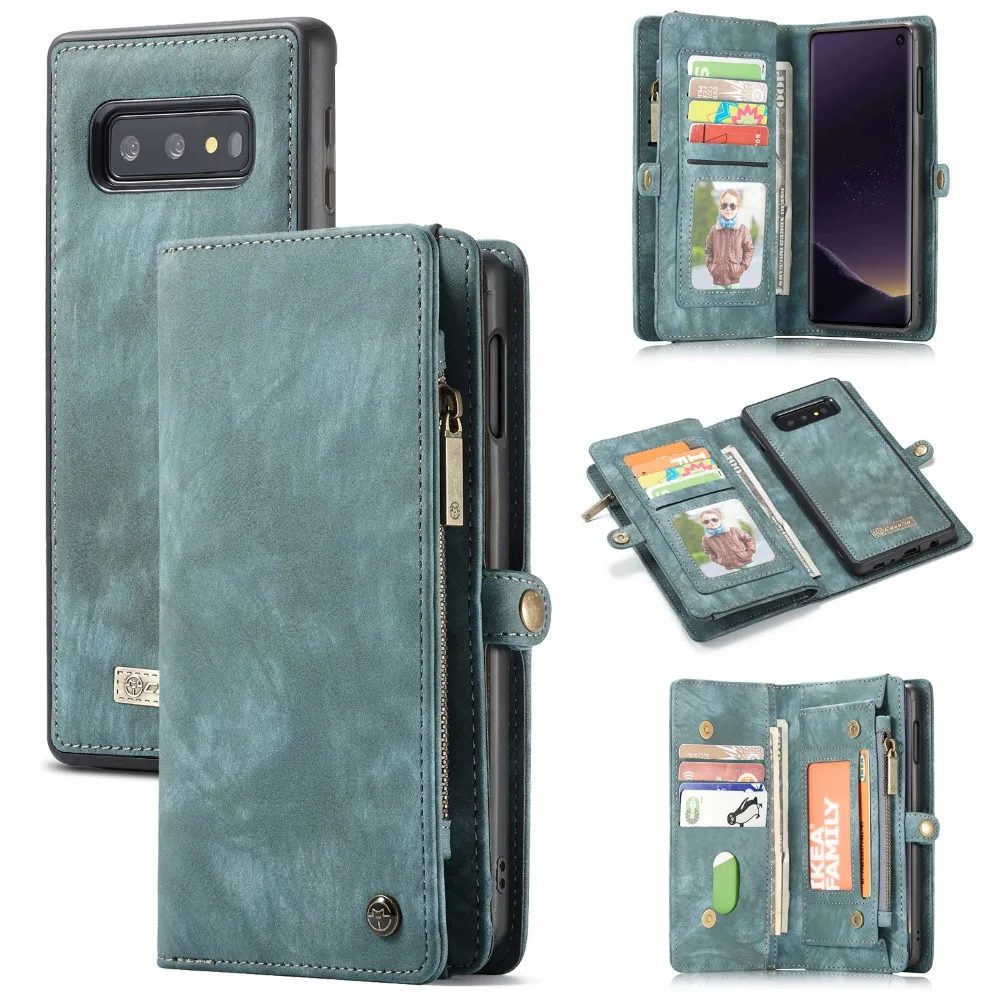 Wallet Case for Samsung Galaxy S21 Zipper Magnetic Phone Case Folio Flip Cover for Samsung A51 S20 Plus A52 A72 A70 S9 Note 20