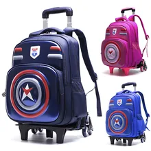 Детский 3d рюкзак для мальчиков, багаж, От 5 до 10 лет, школьная сумка на колесиках, студенческий ранец, чемодан на колесиках, детский дорожный рюкзак с колесиками