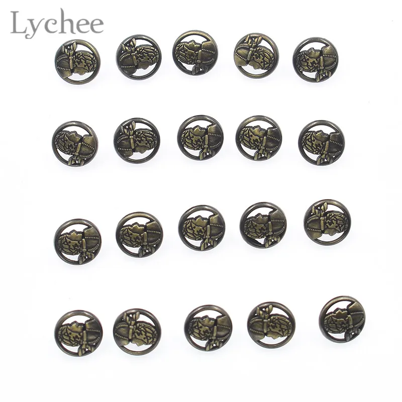 Lychee Life 20pcs Hollow Human Head Metal Buttons Round Button Gor Garment Clothes DIY Handmade Sewing Accessories | Дом и сад