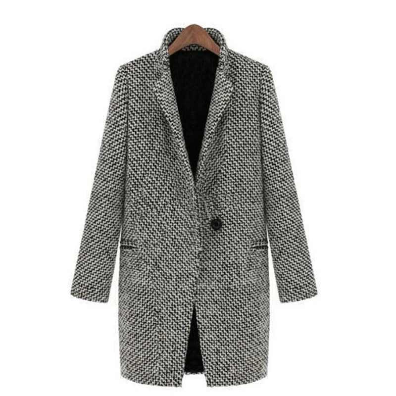 New Fashion Women Wool Jacket Single Button Long Sleeve Blends Casaco Feminino Outerwear Coat MT1753 | Женская одежда