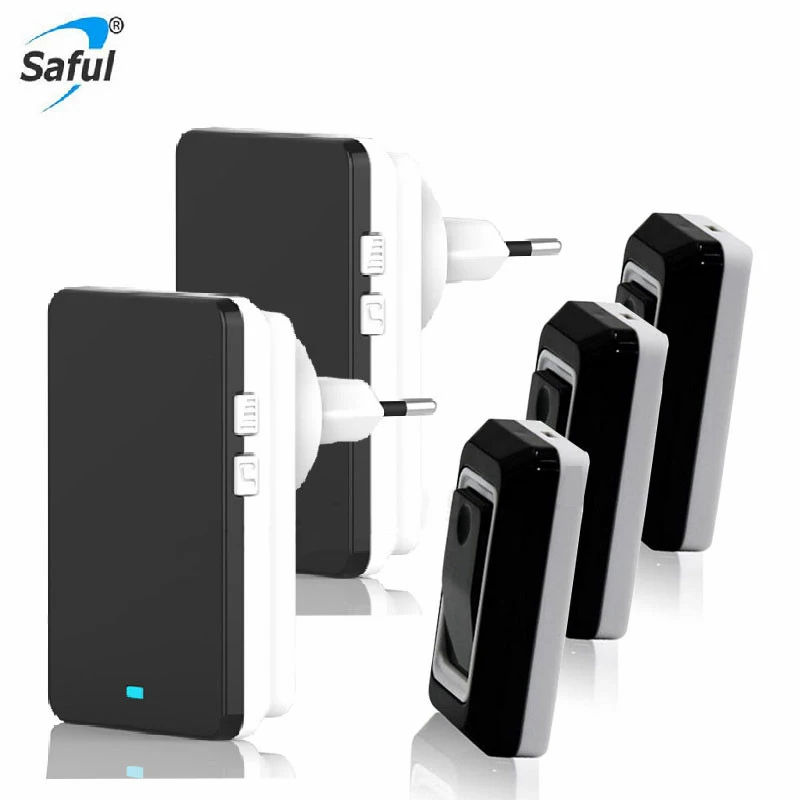 

High Quality Black Touch Sensor Waterproof Wireless Doorbell Smart LED Home Door Bell With 3 Transmitters+2 Receivers Doorbells